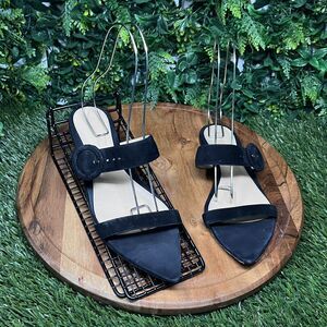 GIANVITO ROSSI Flats Women 41EU/10US Black Made In Italy Suede Sandals 2270‎
